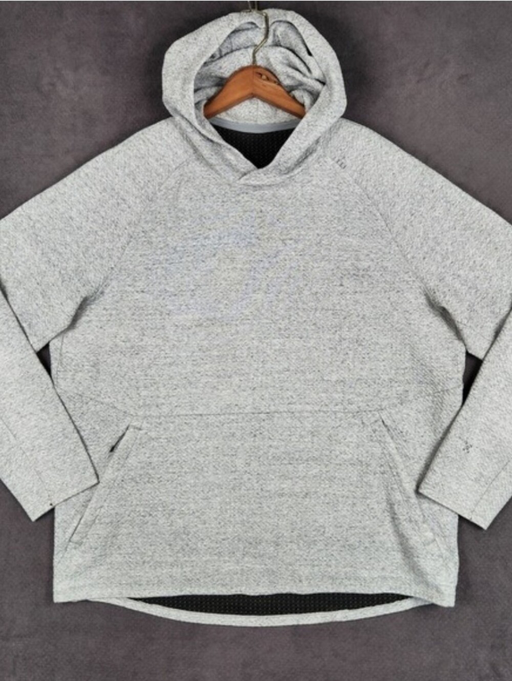 Lululemon At Ease Hoodie Mens XXL Light Gray Textured Knit Pullover Sweatshirt